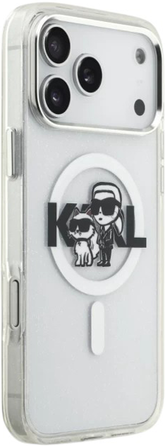 Панель Karl Lagerfeld IML Glitter Karl & Choupette Sketch MagSafe do Apple iPhone 17 Pro Max Transparent (3666339504540) - зображення 4
