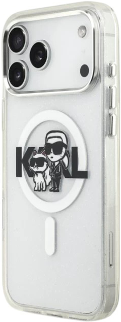 Панель Karl Lagerfeld IML Glitter Karl & Choupette Sketch MagSafe do Apple iPhone 17 Pro Transparent (3666339504533) - зображення 3