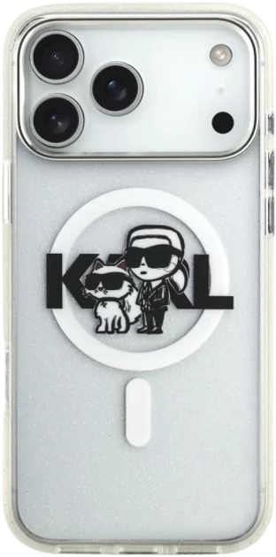 Панель Karl Lagerfeld IML Glitter Karl & Choupette Sketch MagSafe do Apple iPhone 17 Pro Transparent (3666339504533) - зображення 4