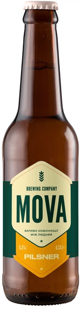 Упаковка пива Mova Pilsner світле нефільтроване 5,3% 0,33 л х 12 шт (4820251790095) - Фото 2 Упаковка пива Mova Pilsner світле нефільтроване 5,3% 0,33 л х 12 шт (4820251790095) - зображення 2