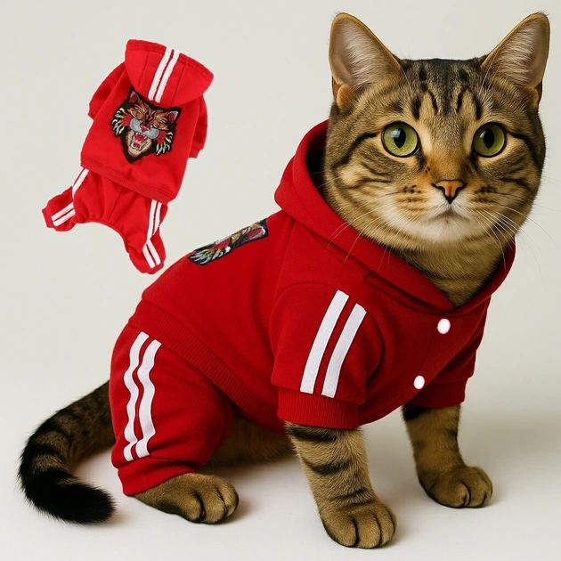 Костюм для котов (кошек) Тигр XL Красный - Фото 1 Костюм для котов (кошек) Тигр XL Красный - изображение 1