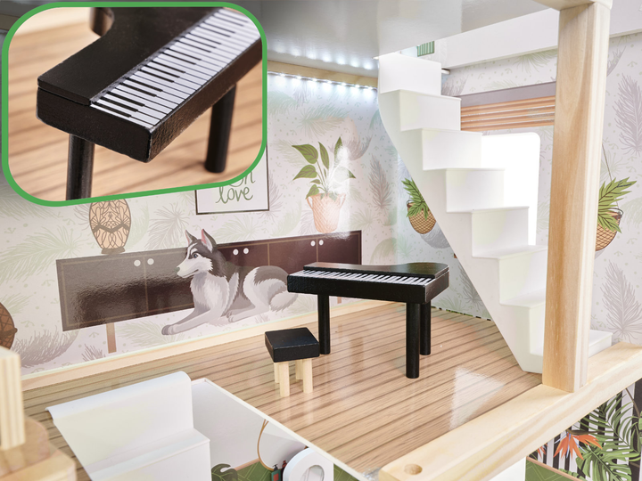 Drewniany domek dla lalek Kik Lulilo Floro boho LED 78 cm (KX5944) (55903039721647) - obraz 7