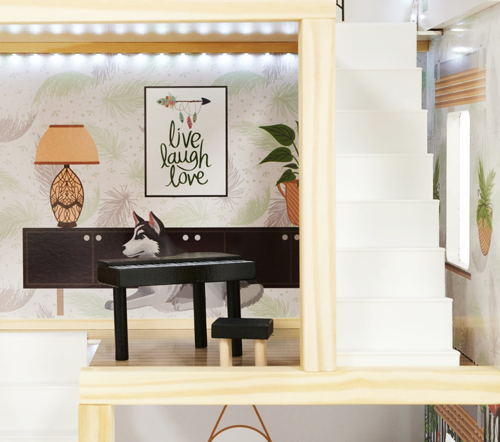 Drewniany domek dla lalek Kik Lulilo Floro boho LED 78 cm (KX5944) (55903039721647) - obraz 13