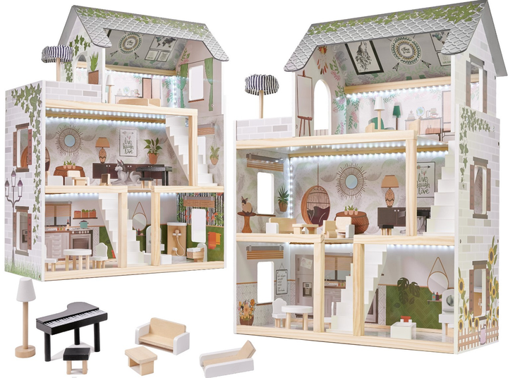 Drewniany domek dla lalek Kik Lulilo Floro boho LED 78 cm (KX5944) (55903039721647) - obraz 20