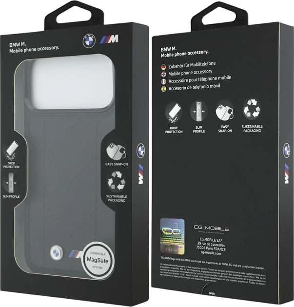 Панель BMW M Quilted Logo MagSafe для Apple iPhone 17 Pro Max Black (BMW001057) - зображення 8