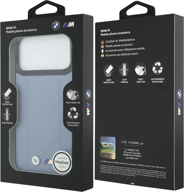 Панель BMW M Quilted Logo MagSafe для Apple iPhone 17 Pro Max Blue (BMHMP17X25PSECHB) - зображення 8