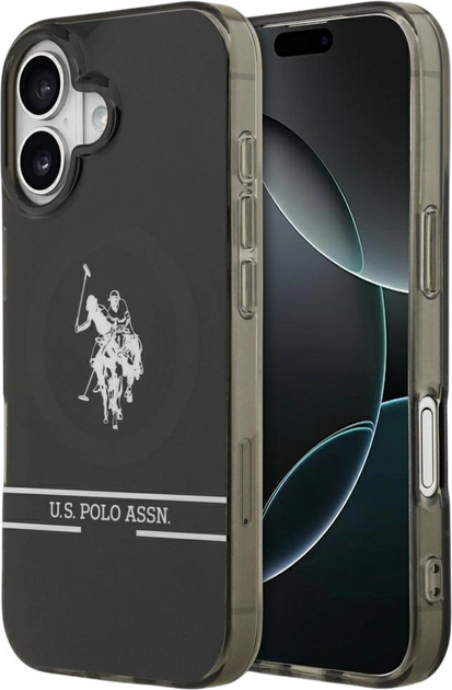 Etui U.S. Polo Assn DH and Bottom Stripe Logo MagSafe do Apple iPhone 17 Black (3666339543884) - obraz 1