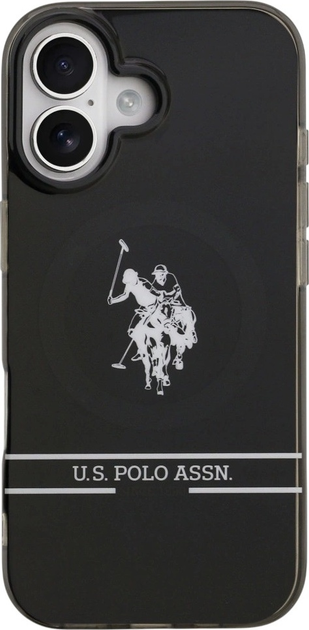 Etui U.S. Polo Assn DH and Bottom Stripe Logo MagSafe do Apple iPhone 17 Black (3666339543884) - obraz 2