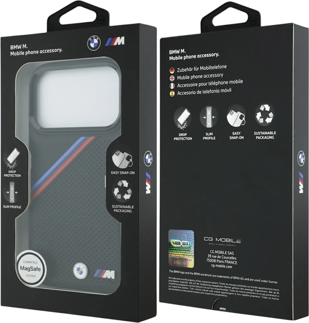 Etui plecki BMW M Quilted Logo MagSafe do Apple iPhone 17 Pro Black (BMHMP17L25PCSPEK) - obraz 8