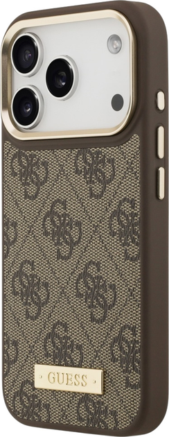Панель Guess 4G Logo Plate MagSafe для iPhone 17 Pro Brown (3666339489786) - зображення 2