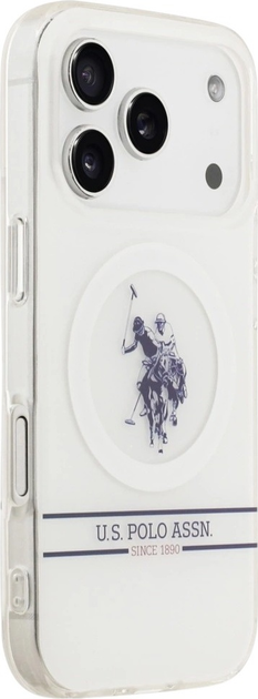 Etui U.S. Polo Assn DH and Bottom Stripe Logo MagSafe do Apple iPhone 17 Pro White (3666339543860) - obraz 4