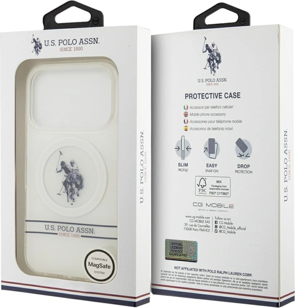 Etui U.S. Polo Assn DH and Bottom Stripe Logo MagSafe do Apple iPhone 17 Pro White (3666339543860) - obraz 8