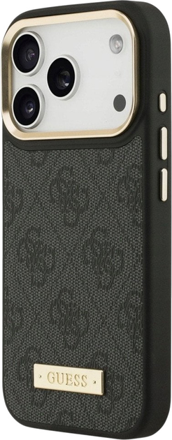 Etui plecki Guess 4G Logo Plate MagSafe do iPhone 17 Pro Black (3666339489748) - obraz 2