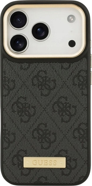Etui plecki Guess 4G Logo Plate MagSafe do iPhone 17 Pro Black (3666339489748) - obraz 3