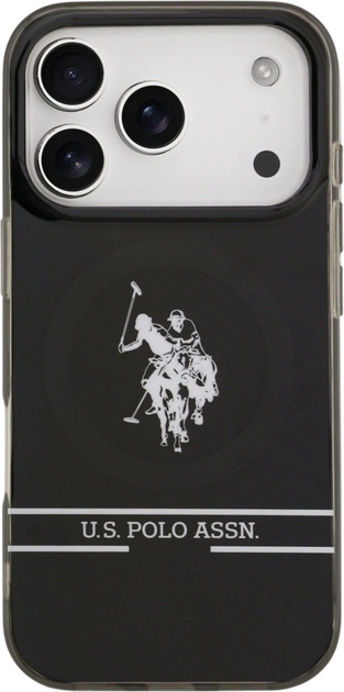 Etui U.S. Polo Assn DH and Bottom Stripe Logo MagSafe do Apple iPhone 17 Pro Black (3666339543907) - obraz 2
