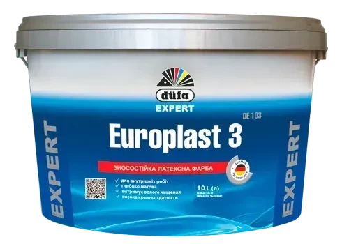 Краска водно-дисперсионная Dufa Expert EUROPLAST 3, белый, матовый 5 - Фото 1 Краска водно-дисперсионная Dufa Expert EUROPLAST 3, белый, матовый 5 - изображение 1