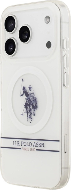 Etui U.S. Polo Assn DH and Bottom Stripe Logo MagSafe do Apple iPhone 17 Pro Max White (3666339543877) - obraz 3