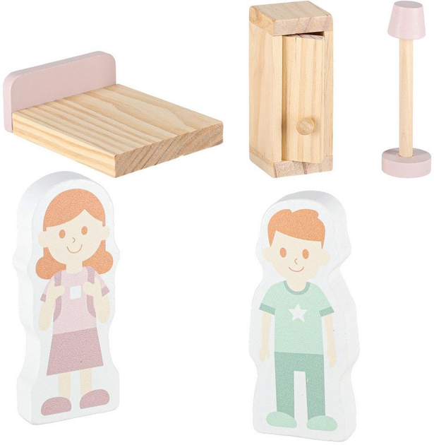 Drewniany domek dla lalek Kik Lulilo Peonio LED 70 cm Różowy (KX3053) (5903039767546) - obraz 8