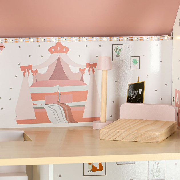 Drewniany domek dla lalek Kik Lulilo Peonio LED 70 cm Różowy (KX3053) (5903039767546) - obraz 10