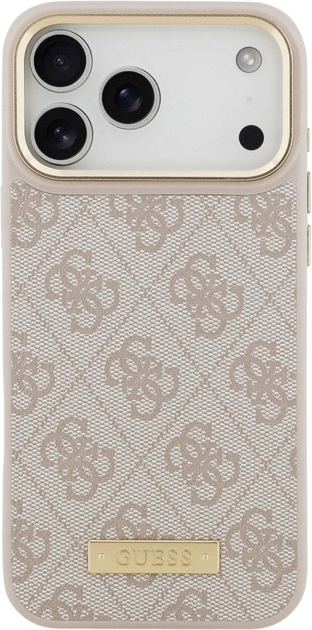 Etui plecki Guess 4G Logo Plate MagSafe do iPhone 17 Pro Max Pink (3666339489830) - obraz 3