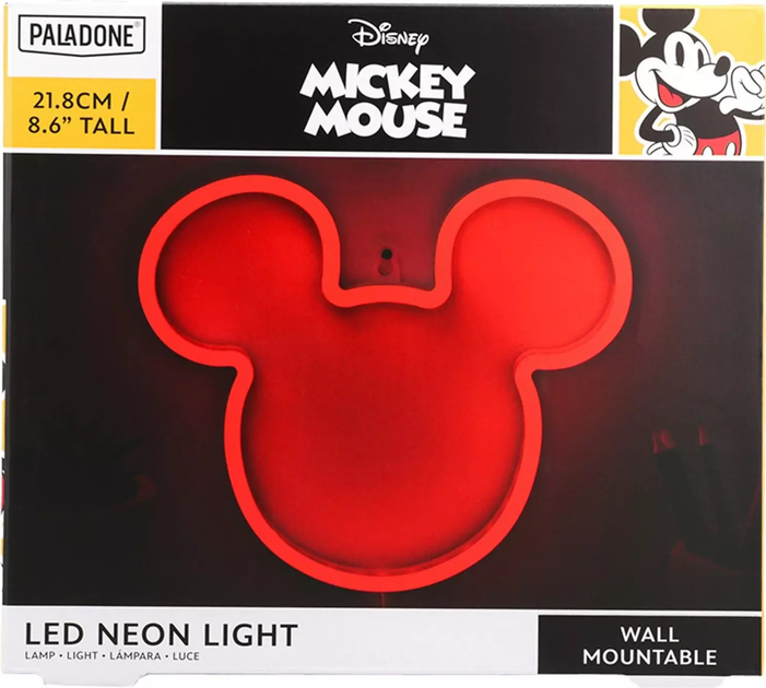 Нічник Paladone Disney Mickey Mouse LED неоновий 21,8 см (5056577726558) - зображення 1