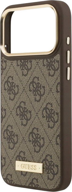 Панель Guess 4G Logo Plate MagSafe для iPhone 17 Pro Max Brown (3666339489793) - зображення 5