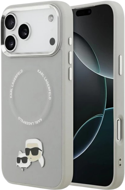 Панель Karl Lagerfeld Karl & Choupette Pin MagSafe do Apple iPhone 17 Pro Grey (3666339495312) - зображення 1