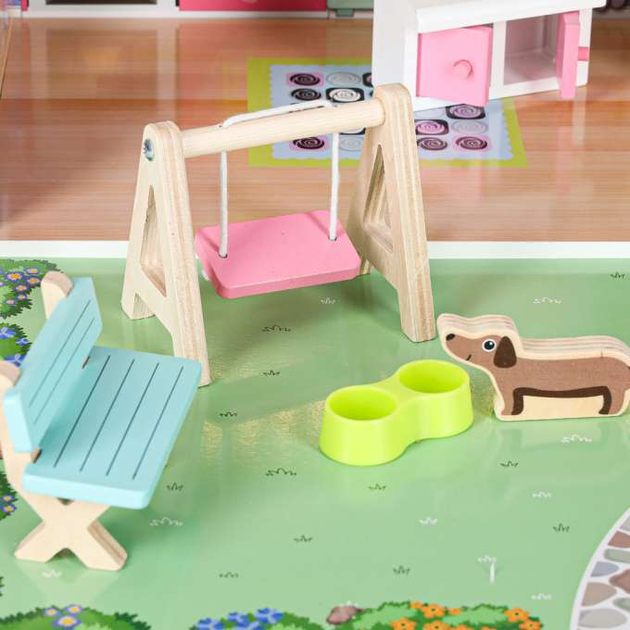 Drewniany domek dla lalek Kik Lulilo LED Gardeno z ogródkiem mebelki 70 cm Różowy (KX6484_1) (5903039767348) - obraz 11