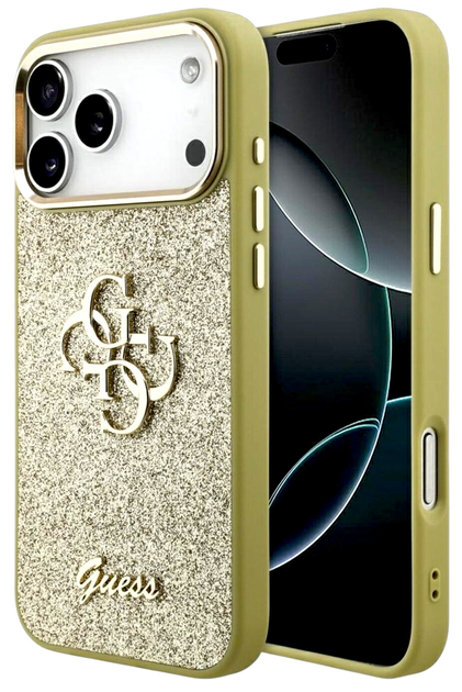 Панель Guess Fixed Glitter Big 4G MetalFrame для iPhone 17 Pro Max Gold - зображення 1