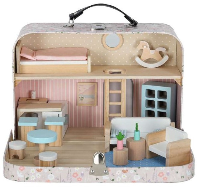 Domek dla lalek Kik w walizce akcesoria drewniane mebelki (KX3054) (5903039767539) - obraz 1