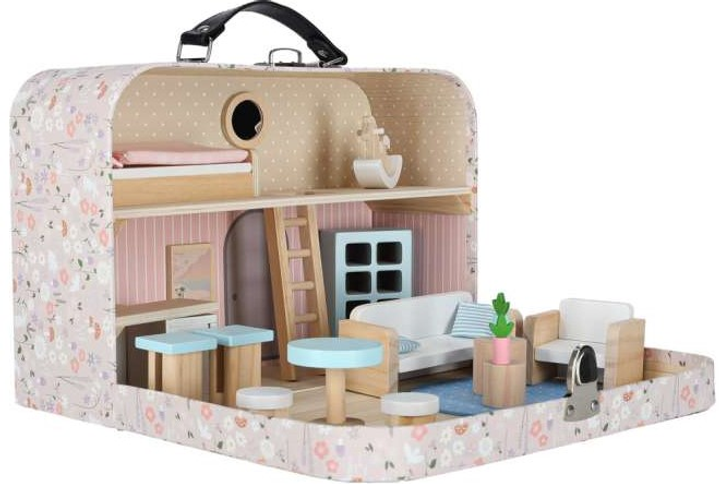 Domek dla lalek Kik w walizce akcesoria drewniane mebelki (KX3054) (5903039767539) - obraz 5