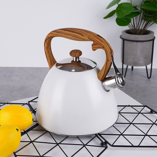 Czajnik Orion Wooden z gwizdkiem stalowy Biały 3 l (8592381162658) - obraz 8