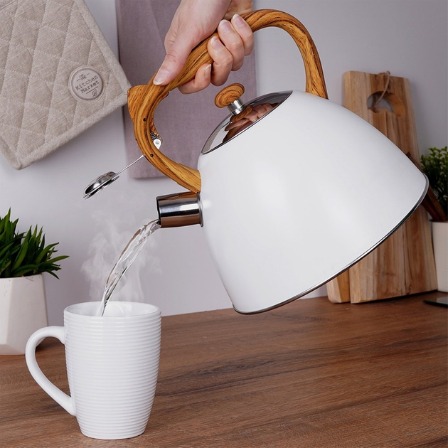 Czajnik Orion Wooden z gwizdkiem stalowy Biały 3 l (8592381162658) - obraz 13