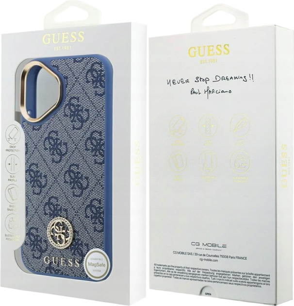 Панель Guess 4G Strass Logo MagSafe для iPhone 17 Blue (3666339529420) - зображення 8