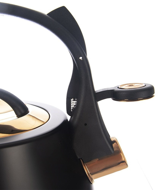 Czajnik Orion z gwizdkiem stalowy Czarno-złoty 3 l (8592381191573) - obraz 4