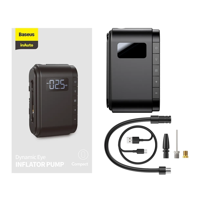 Автомобільний компресор насос Baseus Dynamic Eye Inflator Pump 4000 mAh Black (CRCQB03-01) - изображение 8