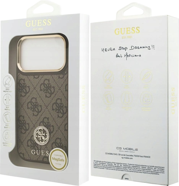 Панель Guess 4G Strass Logo MagSafe для iPhone 17 Pro Brown (3666339529284) - зображення 8