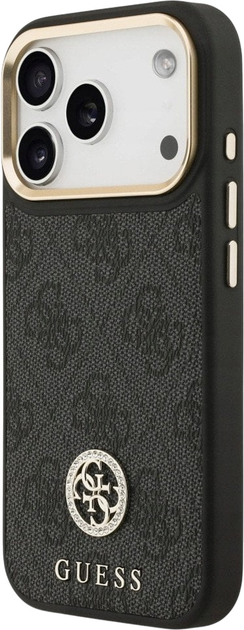 Etui plecki Guess 4G Strass Logo MagSafe do iPhone 17 Pro Black (3666339529123) - obraz 2