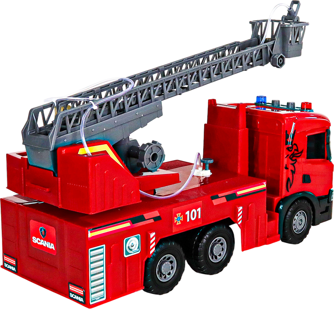 Игрушечная машинка Techno Drive Super Big Truck Пожарная машина Scania со световыми, звуковыми и водными эффектами (5005KS) - изображение 4