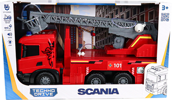Игрушечная машинка Techno Drive Super Big Truck Пожарная машина Scania со световыми, звуковыми и водными эффектами (5005KS) - изображение 10