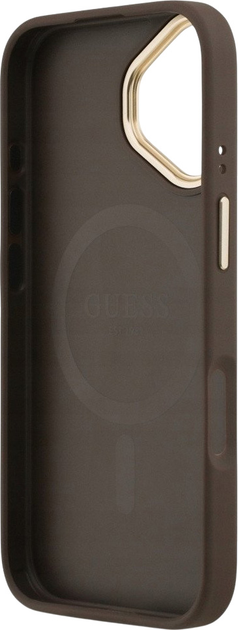 Панель Guess 4G Strass Logo & Big Strap Metal Buttons MagSafe для iPhone 17 Brown (3666339550950) - зображення 7