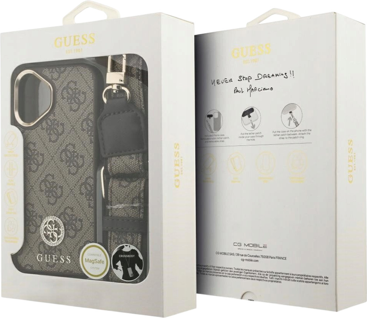 Панель Guess 4G Strass Logo & Big Strap Metal Buttons MagSafe для iPhone 17 Brown (3666339550950) - зображення 9