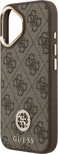 Панель Guess 4G Strass Logo & Big Strap Metal Buttons MagSafe для iPhone 17 Brown (3666339550950) - зображення 6