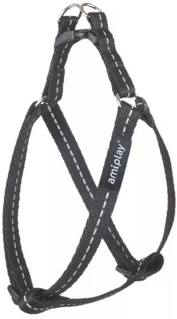 Шлея регульована для собак Amiplay Reflective S 20-35 см Чорна (5907563215818) - зображення 1