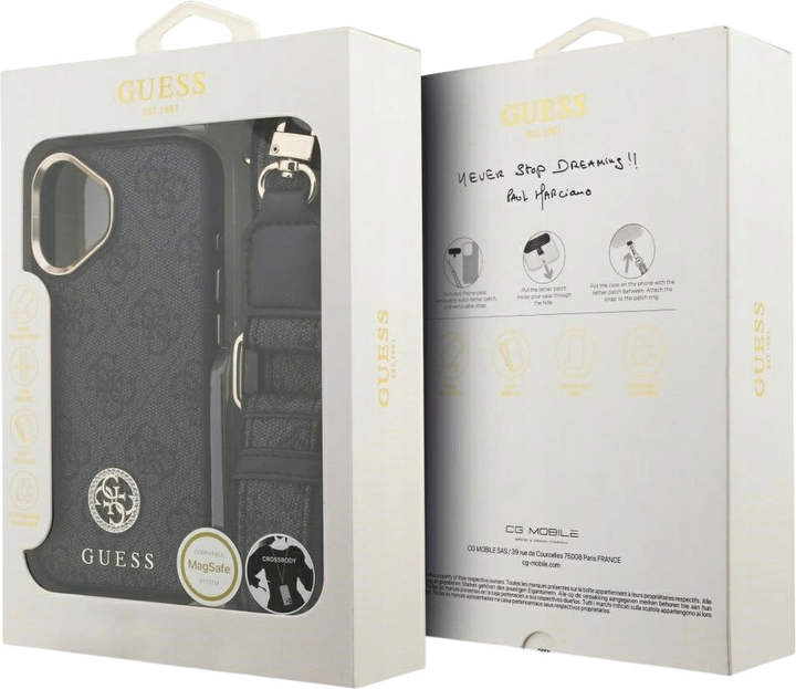 Панель Guess 4G Strass Logo & Big Strap Metal Buttons MagSafe для iPhone 17 Black (3666339550806) - зображення 9