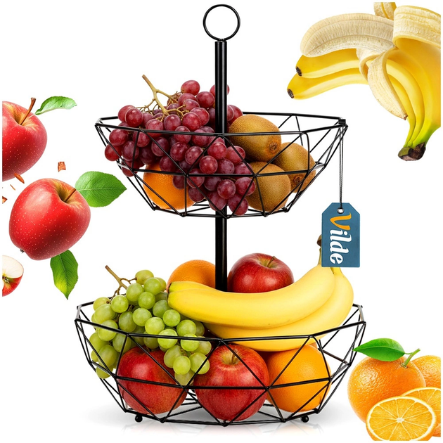 Koszyk na owoce Vilde metalowy Czarny (5904316400583) - obraz 2