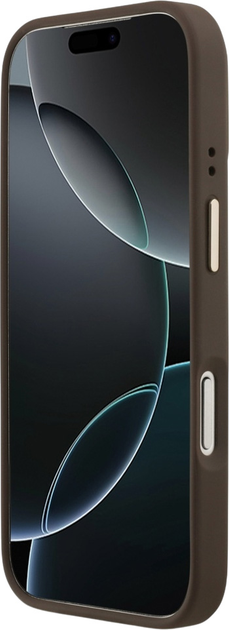 Панель Guess 4G Strass Logo & Big Strap Metal Buttons MagSafe для iPhone 17 Pro Brown (3666339550974) - зображення 5