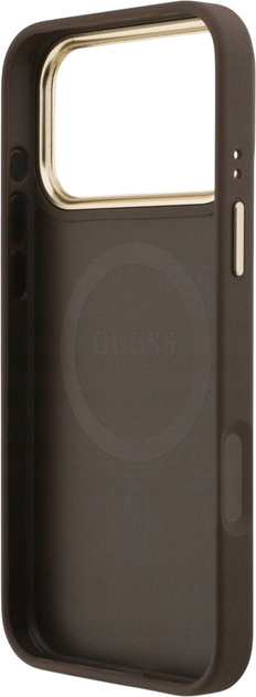 Панель Guess 4G Strass Logo & Big Strap Metal Buttons MagSafe для iPhone 17 Pro Max Brown (3666339550981) - зображення 7