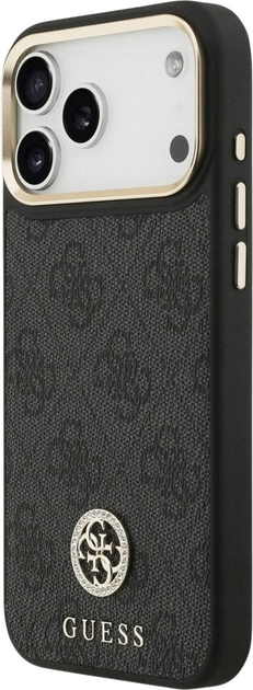 Панель Guess 4G Strass Logo & Big Strap Metal Buttons MagSafe для iPhone 17 Pro Max Black (3666339550837) - зображення 2