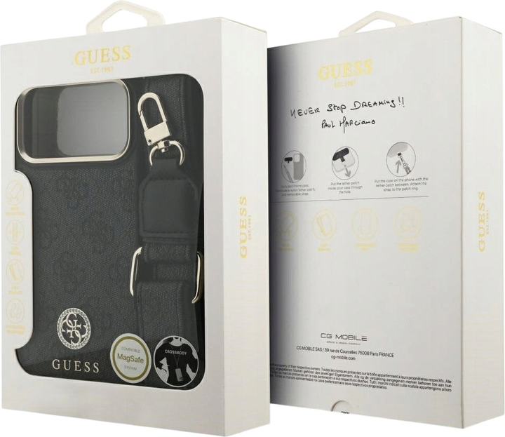 Панель Guess 4G Strass Logo & Big Strap Metal Buttons MagSafe для iPhone 17 Pro Max Black (3666339550837) - зображення 9